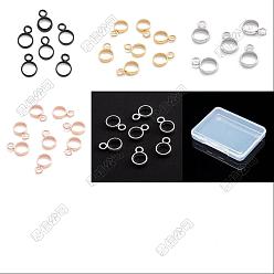 Couleur Mélangete 100pcs 5 couleurs 304 bélières en tube d'acier inoxydable, cautions en boucle, forme d'anneau avec boucle, couleur mixte, 8x5.5x1.5mm, Trou: 1.8mm, 20 pcs / couleur
