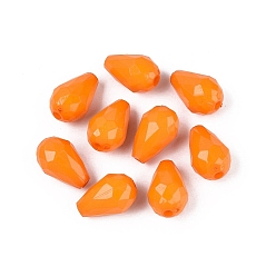 Dunkelorange Opake Legierung Perlen, Träne, facettiert, dunkelorange, 15x10 mm, Bohrung: 1.8~2 mm, ca. 657 Stk. / 500 g