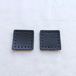 Coffee Cattlehide Label Tags, Leather Patches, with Holes, for DIY Jeans, Bags, Shoes, Hat Accessories, Square, Coffee, 28~30x28~30x2mm, 2pcs/set