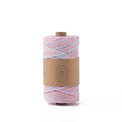 Pearl Pink Gradient Color Cotton String Threads, Macrame Cord, Decorative String Threads, for DIY Crafts, Gift Wrapping and Jewelry Making, Pearl Pink, 3mm