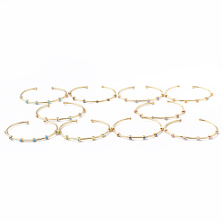 Mixed Color Brass Cuff Bangles, Enamel Evil Eye Open Bangles for Women, Real 18K Gold Plated, Mixed Color, Inner Diameter: 2-1/2 inch(6.5cm)