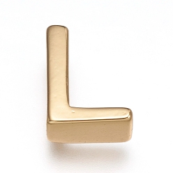 Letter L Brass Charms, Long-Lasting Plated, Real 18K Gold Plated, Letter.L, L: 8.5x6x3mm, Hole: 1.6mm