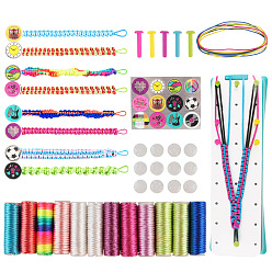 Mixed Color Knitting Bracelet Tool Kits, DIY Craft Tools, including Instruction Sheet, Cord, Sticker, Button, Pin, Weaving Loom, Mixed Color, 27x16x4.5cm