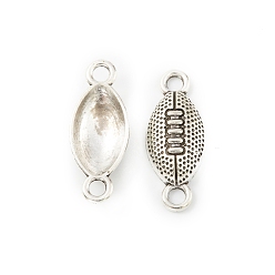 Antique Silver Tibetan Style Alloy Connectoe Charms, Rugby, Antique Silver, 25x10x4mm