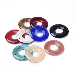 Mixed Color Acrylic Links, Imitation Gemstone Style, Donut/Pi Disc, Mixed Color, 43x4mm, Hole: 2.5mm, about 110pcs/500g