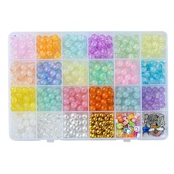 Mixed Color DIY Jewelry Making Finding Kit, Including Acrylic & ABS Plastic Beads, Tibetan Style Alloy Enamel Pendants, Smiling Face & Bees & Flower & Clover & Wing & Star, Mixed Color, 6 Colors, 28Pcs/colors, 168Pcs/box