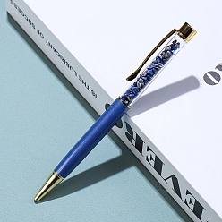 Lapis Lazuli Natural Lapis Lazuli Chip on Top Ball-Point Pens, Aluminium Alloy Ball-Point Pen, 140mm