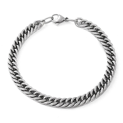 Stainless Steel Color 304 Stainless Steel Cuban Link Chain Bracelet for Men Women, Stainless Steel Color, 8-1/4 inch(21cm)
