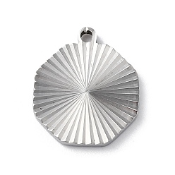 Stainless Steel Color 304 Stainless Steel Pendants, Octagon Charm, Stainless Steel Color, 20x17.5x1.9mm, Hole: 1.6mm