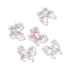 Red Transparent Acrylic Beads, with Dried Flower Petal, Butterfly, Red, 17.5x21x6mm, Hole: 1.8mm, 415pcs/500g