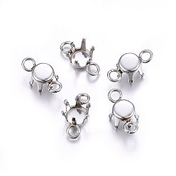 Stainless Steel Color 304 Stainless Steel Rhinestone Claw Settings, Flat Round, Stainless Steel Color, Tray: 5mm, 10x5x4mm, Hole: 1.8mm