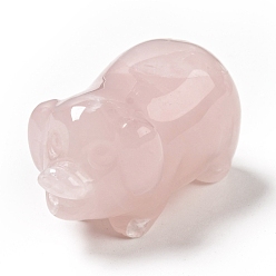 Розовый Кварц Украшение дисплея скульптуры из натурального розового кварца, для домашнего офисного стола, свинья, 26~28x48~50x24~26 мм