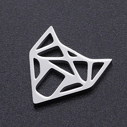 Stainless Steel Color 201 Stainless Steel Filigree Joiners Links, Fox, Origami, Stainless Steel Color, 14x12x1mm