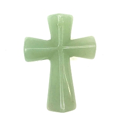 Green Aventurine Natural Green Aventurine Pendants, Religion Cross Charms, 45x33mm