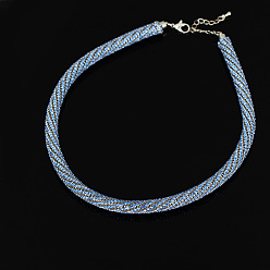 Blue Sweet and Chic Crystal Collarbone Necklace with Delicate Charms - N010