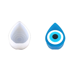 White Teardrop with Evil Eye DIY Candle Silicone Molds, Car Freshie Molds, for Aroma Beads, Scented Candle Making, White, 66x49x23mm