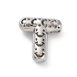 Letter T Латунные подвески, стойки покрытие, долговечный, без кадмия и без свинца, подвески с полыми буквами, Письмо T, 22x21x7.5 мм, отверстие : 4.7x3 мм