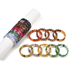 Natural Agate Dyed & Heated Natural Agate Oval Beaded Stretch Bracelet, Gemstone Jewelry for Women, Inner Diameter: 2-1/8 inch(5.4~5.5cm)