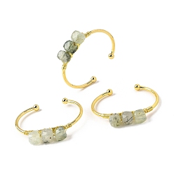 Пренит Браслеты-манжеты из натурального пренита для женщин, квадратный, с золотой медной проволокой, внутренний диаметр: 2-1/4x1-1/2 дюйм (5.55x3.8 см)