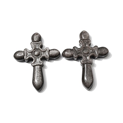 Silver Sheen Obsidian Подвески из натурального обсидиана с серебристым блеском, крест прелести, 47x36x8 мм, отверстие : 1.2 мм