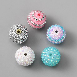 Mixed Color 20Pcs Resin Rhinestone Beads, Round, Mixed Color, 18~20mm, Hole: 2.7mm