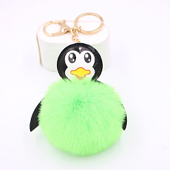 fluorescent green Adorable Penguin Plush Keychain for Women's Car Keys and Bags