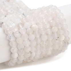 Лунный Камень Бусины из натурального радужного лунного камня, граненые, круглые, 4 мм, отверстие : 0.7 мм, около 96~101 шт / нитка, 14.76''~14.96'' (37.5~38 см)
