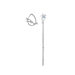 Taurus Constellations & Star Asymmetric Alloy Earrings, Chains Tassel Earrings, Taurus, 65mm, 1.6mm
