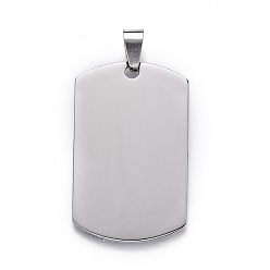 Stainless Steel Color 201 Stainless Steel Stamping Blank Tag Pendants, Rectangle, Stainless Steel Color, 40x25x1.5mm, Hole: 4x9mm