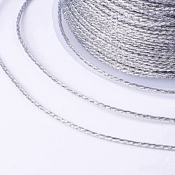 Silver 9-Ply Metallic Thread, Embroidery Thread, for Jewelry Making, Round, Silver, 0.6mm, about 36.09 Yards(33m)/Roll