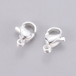 Серебро 304 нержавеющая сталь застежка когтя омара, серебряный цвет гальваническим, 9x6x3.5 мм, отверстие : 1.2 мм