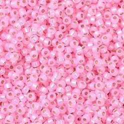 (RR643) Dyed Pink Silverlined Alabaster MIYUKI Round Rocailles Beads, Japanese Seed Beads, 11/0, (RR643) Dyed Pink Silverlined Alabaster, 11/0, 2x1.3mm, Hole: 0.8mm, about 5500pcs/50g