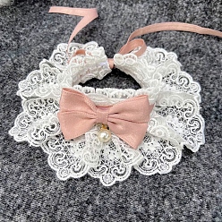 Misty Rose Polyester Adjustable Cat Dog Bowknot Collars, Pet's Bow Tie, Pet Bowknot Necktie, Misty Rose, 400x200mm