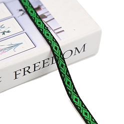 Зеленый лайм 50 ярдов этнической нейлоновой ромбовидной жаккардовой ленты, для аксессуаров для волос, отделка одежды, зеленый лайм, 3/8 дюйм (10 мм)