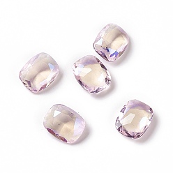 Light Rose K9 Glass Rhinestone Cabochons, Pointed Back, Rectangle Octagon, Light Rose, 10x8x4mm