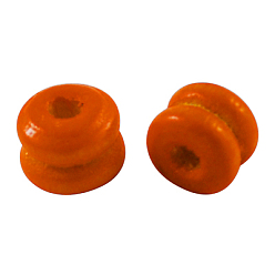 Оранжево-Красный Природных шарики древесины, трубка, без свинца, окрашенные, оранжево-красный, 8x5 мм, Отверстие : 2 мм , около 14000 шт / 1000 г
