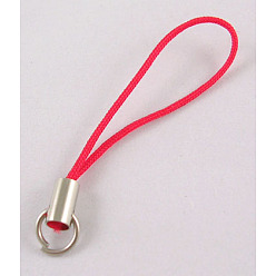 Red Mobile Phone Strap, Colorful DIY Cell Phone Straps, Alloy Ends with Iron Rings, Red, 6cm