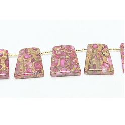 Pink Synthetic Gold Clinquant Stone Beads Strands, Dyed, Oval, Pink, 18x13x6mm