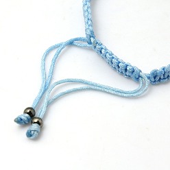 Небесно-голубой Нейлона DIY изготовление браслетов, с гематитом бусы и медные кольца, золотые, голубой, 140~145x4~6 мм