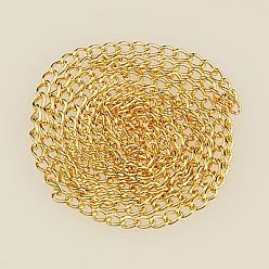 Light Gold Iron Twisted Chains, Unwelded, Light Gold, 3x2x0.6mm