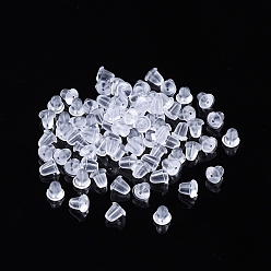 Прозрачный Пластиковые гайки для ушей, мягкие прозрачные серьги спинки, предохранительная пуля, пробка сцепления, прозрачные, 4x4 мм, отверстие : 1 мм