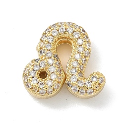 Лео Подвески из латуни с микропаве из прозрачных кубических цирконий в виде двенадцати созвездий, без кадмия и без свинца, долговечный, стойки покрытие, реальный 18 k позолоченный, Лев, 13.5x13.5x5 мм, отверстие : 3x2 мм