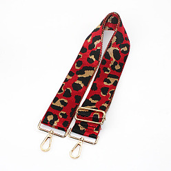 Crimson Leopard Print Pattern Polyester Adjustable Wide Shoulder Strap, with Swivel Clasps, for Bag Replacement Accessories, Light Gold, Crimson, 80~130x5cm