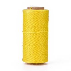 Yellow Waxed Polyester Cord, Micro Macrame Cord, Waxed Sewing Thread, Flat, Yellow, 0.8mm, about 284.33 yards(260m)/roll