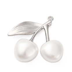 Белый Подвески из латуни и пластика вишни, фруктовые прелести, платина, стойки покрытие, долговечный, без кадмия и без свинца, белые, 35x34x11.5 мм, отверстие : 1.8 мм