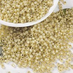 (RR578) Dyed Light Topaz Silverlined Alabaster Миюки круглые бусины рокайль, японский бисер, 8/0, (rr 578) окрашенный светлый топаз серебристый алебастр, 3 мм, отверстие : 1 мм, Около 422~455 шт / 10 г