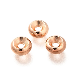 Розовое Золото Латунные бусины, долговечный, без кадмия и без свинца, плоско-круглые, розовое золото , 6x2.8 мм, отверстие : 2 мм