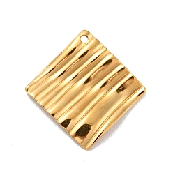 Golden 304 Stainless Steel Pendants, Textured, Rhombus, Golden, 22.5x22.5x3mm, Hole: 1.2mm