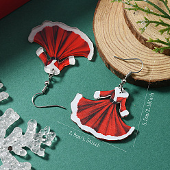 Платина Стильное красное рождественское платье акриловые серьги-подвески, платина, 55x39 мм