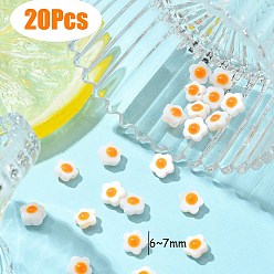 Оранжевый Натуральный белый бусы, двойные стороны с эмалью, цветок, оранжевые, 6~7x6.5~7x4 мм, отверстие : 0.7 мм